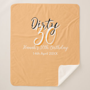 Dirty 30 orange weiß, einfache Retro-Geburtstag un Sherpadecke
