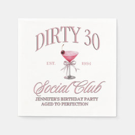 Dirty 30 rosa Coquette Martini Themed Serviette