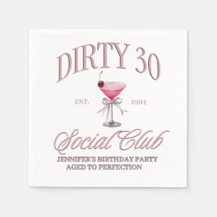 Dirty 30 rosa Coquette Martini Themed Serviette