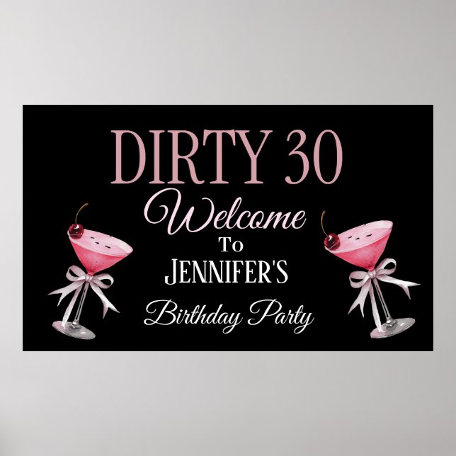 Dirty 30 Rosa und schwarze Coquette Poster (Vorne)