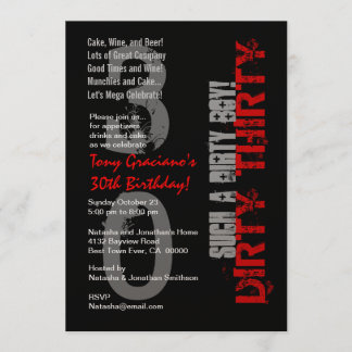 Dirty 30Birthday Schwarz Rot so ein schmutziger Ju Einladung