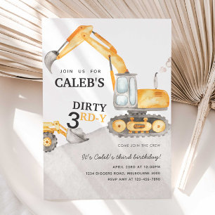 Dirty 3RD-Y Construction Birthday Party Einladung