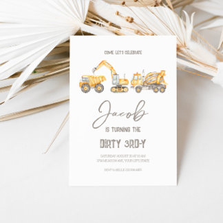 Dirty 3rd y Construction Theme Geburtstagseinladun Einladung