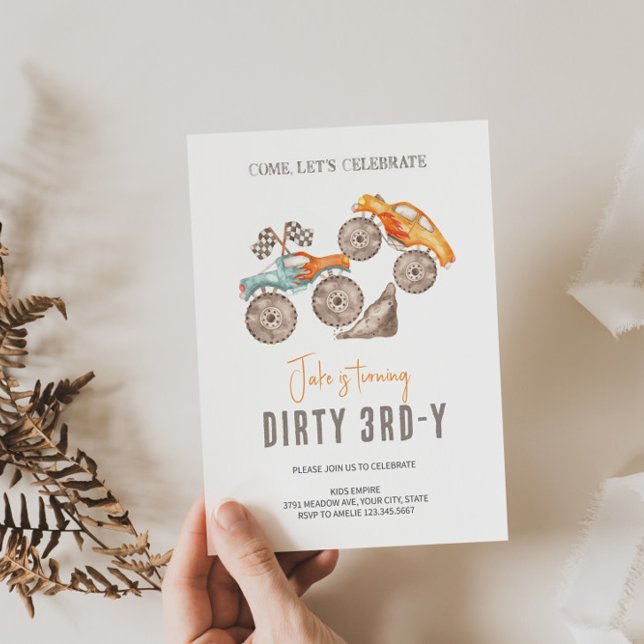 Dirty 3rd-y Orange Blue Monster Truck Einladung (Von Creator hochgeladen)