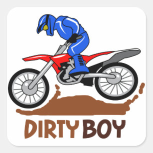 Dirty Boy Motocross Quadratischer Aufkleber