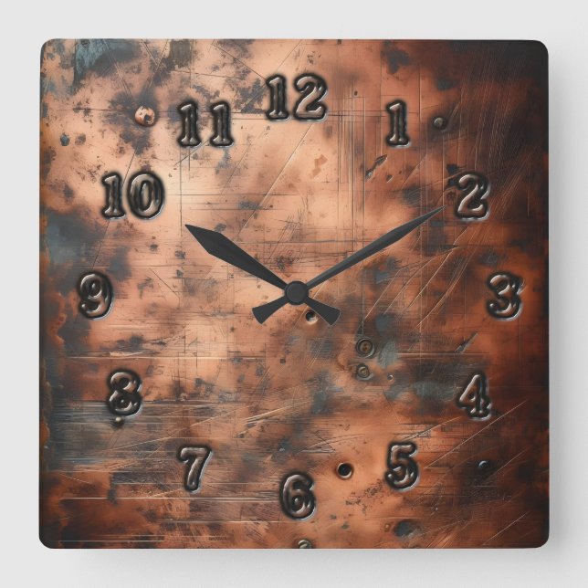 dirty copper  quadratische wanduhr (Vorderseite)