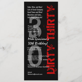 DIRTY DRITTEL Geburtstag Schwarz-weißer Roter Tal Einladung