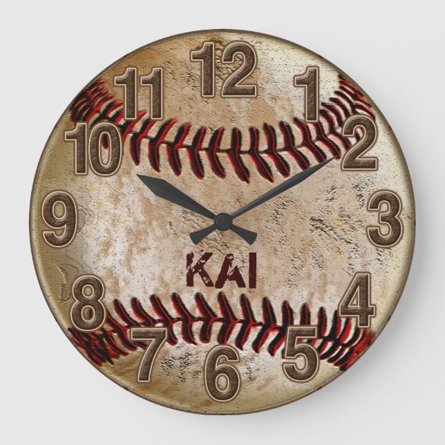 Dirty Einzigartige PERSONALISIERTE Baseballuhren Große Wanduhr (Vorderseite)