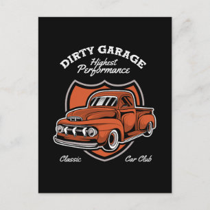 Dirty Garage Classic Truck Car Club Postkarte