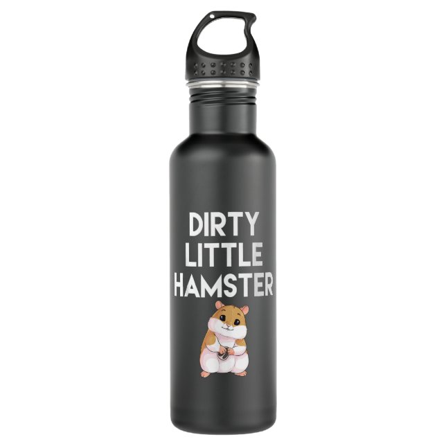 Dirty Little Hamster Niedlich Hamster Picture Edelstahlflasche (Vorderseite)
