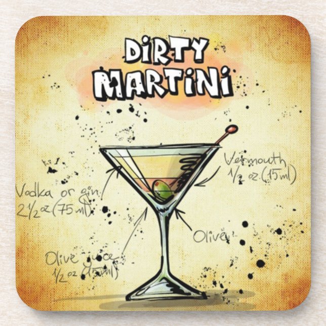 Dirty Martini Barkeeper Drink Rezept Untersetzer (Vorderseite)