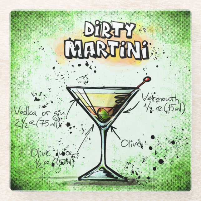 Dirty Martini Drink Rezept Glasuntersetzer (Vorderseite)