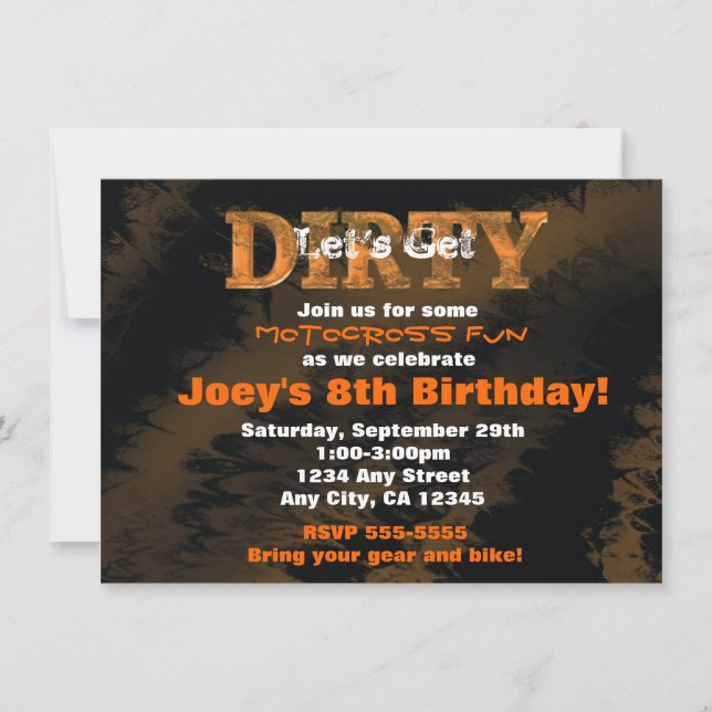 Dirty Mud Run Race Motocross Racing Einladung (Vorderseite)