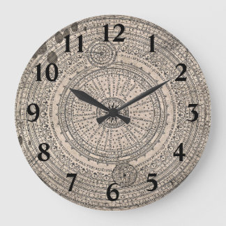 Dirty Old Compass Map Große Wanduhr