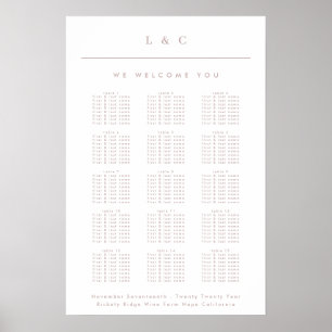 Dirty Pink Taupe Calligrafy Wedding Char Poster