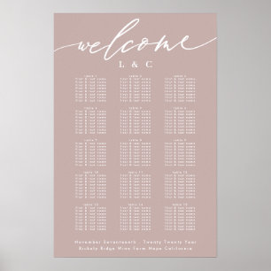Dirty Pink Taupe Calligrafy Welcome Seekarte Poster
