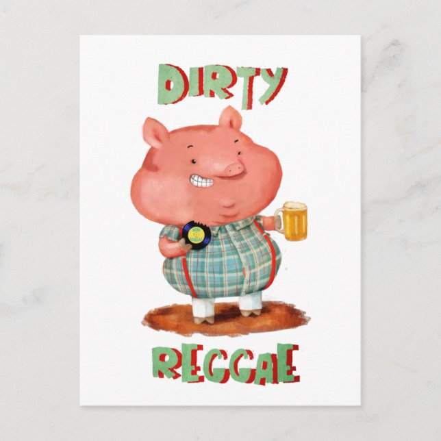 Dirty Reggae Pig Postkarte (Vorderseite)
