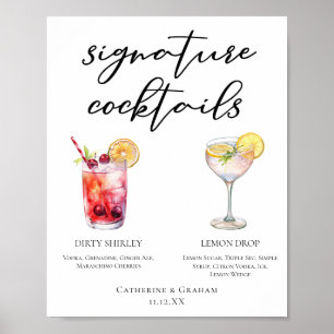 Dirty Shirley Lemon Drop Signature Cocktails Menü Poster
