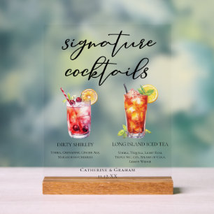 Dirty Shirley Long Island Signature-Cocktails-Menü Acrylschild