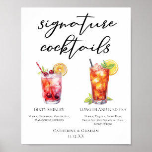 Dirty Shirley Long Island Signature Cocktails Menü Poster