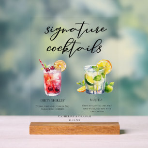 Dirty Shirley Mojito Signature Hochzeitscocktails Acrylschild