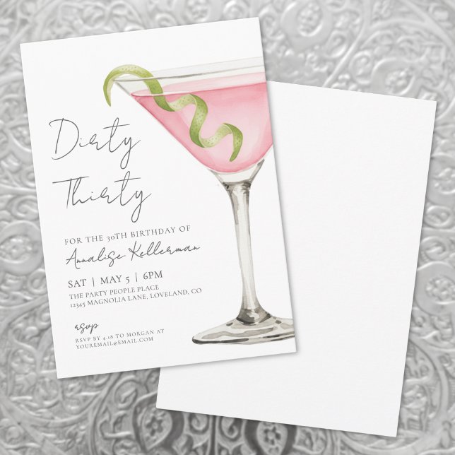 Dirty Thirty 30. Geburtstagsfeier Einladung (Dirty Thirty 30th Birthday Party Invitation)