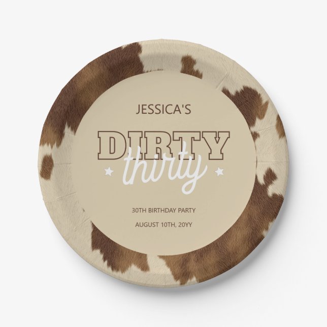 Dirty Thirty Country Western 30th Birthday Party Pappteller (Vorderseite)