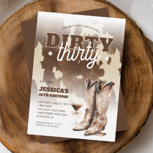 Dirty Thirty Cowgirl Western 30. Geburtstag Party Einladung