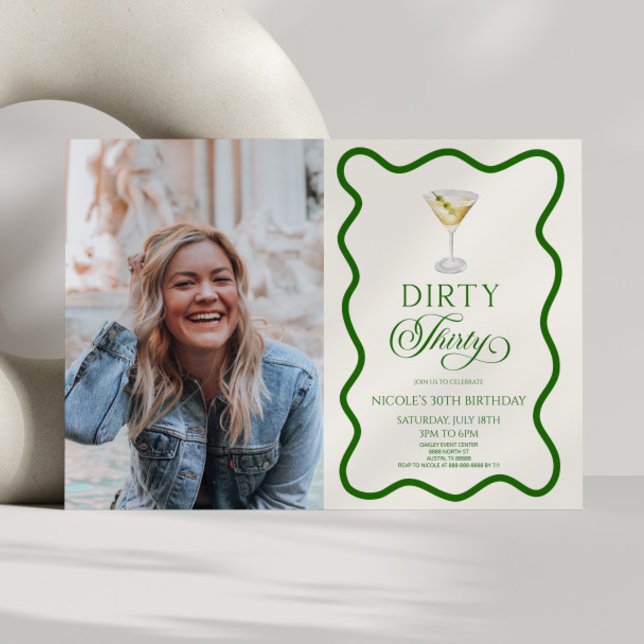Dirty Thirty Dirty Martini 30. Geburtstag Party Einladung (Von Creator hochgeladen)