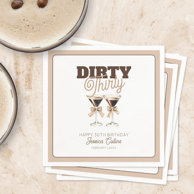 Dirty Thirty Espresso Cocktail 30. Geburtstag Part Serviette (Dirty Thirty Espresso Cocktail 30th Birthday Party Napkins)