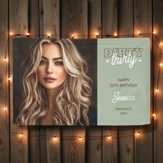 Dirty Thirty Foto Western Rodeo 30. Geburtstag Banner (Dirty Thirty Photo Western Rodeo 30th Birthday Banner)