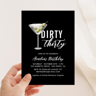 Dirty Thirty Martini 30. Geburtstag Einladung