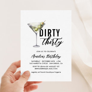 Dirty Thirty Martini 30. Geburtstagseinladung Einladung