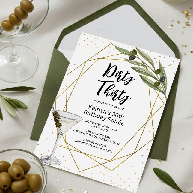 Dirty Thirty Martini Soirée 30th Birthday Party Einladung (Von Creator hochgeladen)