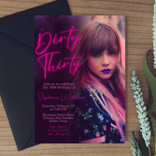 Dirty Thirty Minimalist mit Foto Einladung
