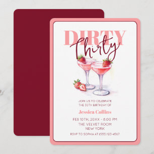 Dirty Thirty Pink Red Cocktail 30. Geburtstag Part Einladung