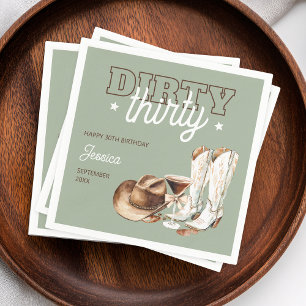 Dirty Thirty Rodeo Sage Green 30. Geburtstag Party Serviette
