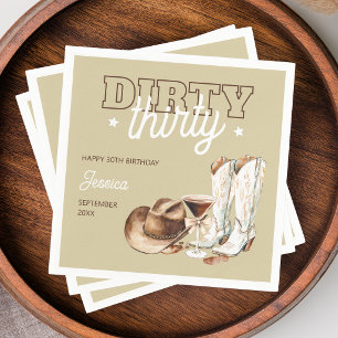 Dirty Thirty Rodeo Taupe Beige 30. Geburtstagsfeie Serviette