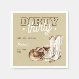 Dirty Thirty Rodeo Taupe Beige 30th Birthday Party Serviette