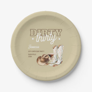 Dirty Thirty Western Rodeo Beige 30. Geburtstag Pappteller