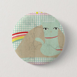 Dirty Vintag Gingham Not leidenden Chat Regenbogen Button