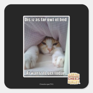 Dis iz bis zum Bett. Quadratischer Aufkleber