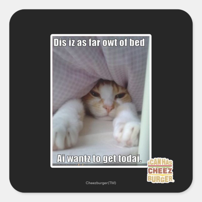 Dis iz bis zum Bett. Quadratischer Aufkleber (Vorderseite)