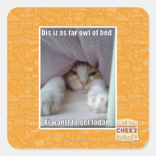 Dis iz bis zum Bett. Quadratischer Aufkleber