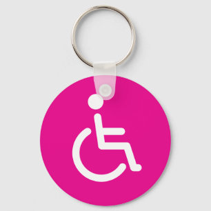 Disabled symbol or pink handicap sign for girls schlüsselanhänger