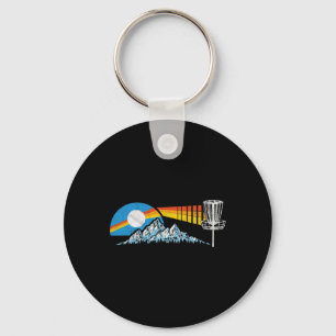 Disc Golf abgenutzte Berge und Sonne 80er Jahre Vi Schlüsselanhänger