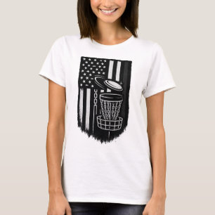 Disc Golf Amerikanische Flagge Patriotisches Skizz T-Shirt