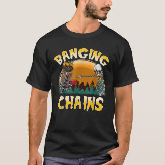 Disc Golf Banging Chains Halloween Skeleton Pumpki T-Shirt