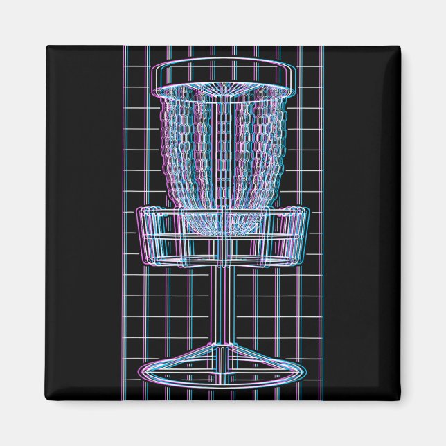 Disc Golf Basket Glitch Funny Player Golfer Diagra Magnet (Vorne)