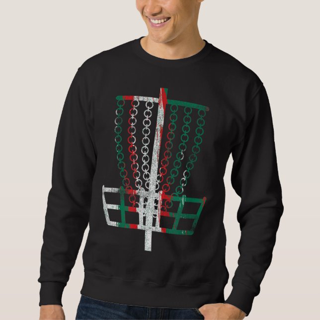 Disc Golf Basket Mexiko Flaggenfarben Frisbee Golf Sweatshirt (Vorderseite)